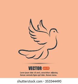  Vector illustration Flying dove for peace concept and wedding d