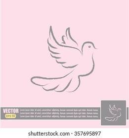  Vector illustration Flying dove for peace concept and wedding d