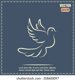  Vector illustration Flying dove for peace concept and wedding d