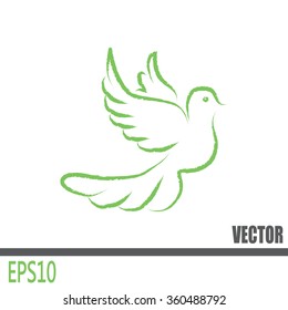  Vector illustration Flying dove for peace concept and wedding d
