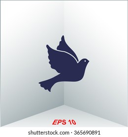 Vector illustration Flying dove for peace.
