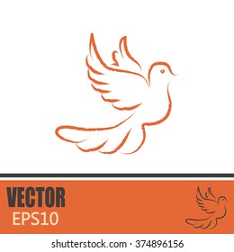  Vector illustration Flying dove for peace concept and wedding d