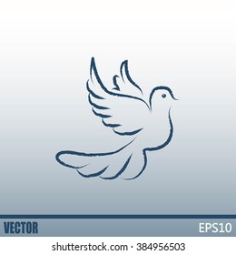 Vector illustration Flying dove for peace concept and wedding d