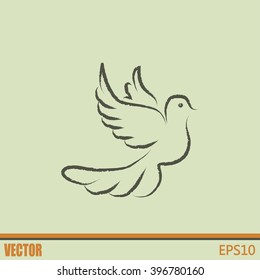  Vector illustration Flying dove for peace concept and wedding d