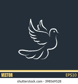  Vector illustration Flying dove for peace concept and wedding d