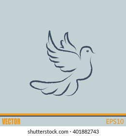  Vector illustration Flying dove for peace concept and wedding d