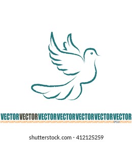  Vector illustration Flying dove for peace concept and wedding d