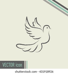  Vector illustration Flying dove for peace concept and wedding d