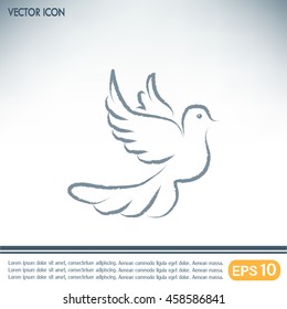  Vector illustration Flying dove for peace concept and wedding d