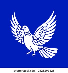 Vector illustration of flying dove with wings spread. Perfect for designs representing peace, freedom, spirituality, and hope.