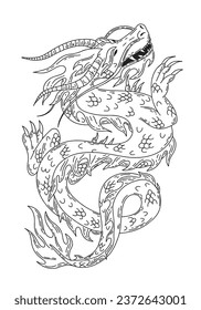 Ilustración vectorial del dragón volador