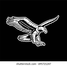 Vector illustration of flying eagle in attacking pose