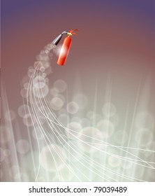 vector illustration of flying Fire Extinguisher on shiny background
