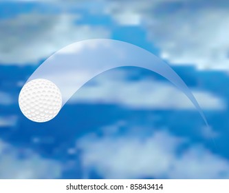 vector illustration of the flying golf ball