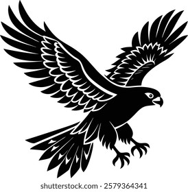 Vector Illustration of a Flying Hawk Bird