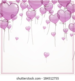 Vector Illustration of Flying Heart Balloons