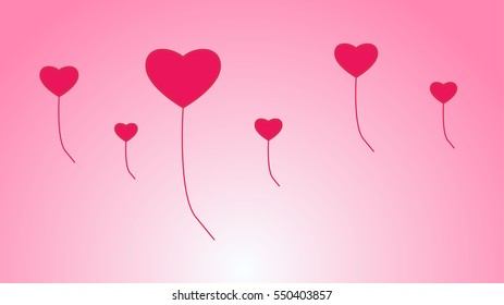 Vector Illustration of Flying Heart Balloons