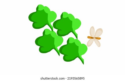 Vector illustration, Flying leaf sheet with brown butterfly, isolated on a white background, suitable for websites, brochures and symbols.