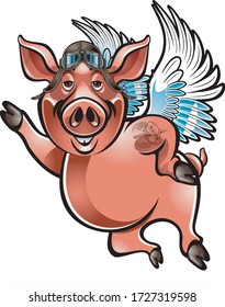 Vector illustration of flying pig
