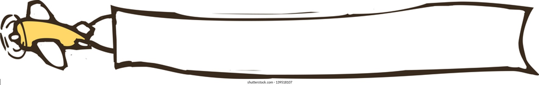 Vector illustration of a  flying plane with placard