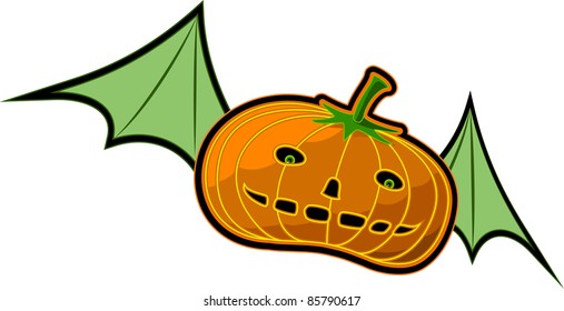 A vector illustration of a flying Pumpkin. Can be recolored or scaled without problems and quality loss