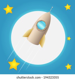 vector illustration of a flying rocket