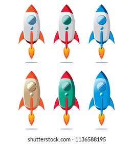 Vector and illustration flying rocket.Space travel to the moon.Space rocket launch
