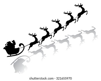 vector illustration of flying Santa Claus