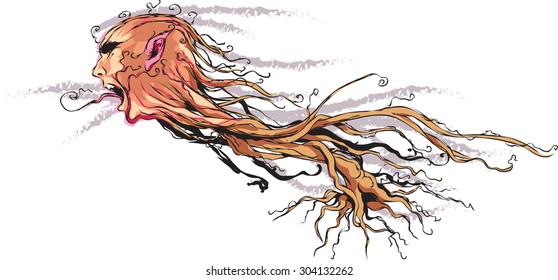 Vector illustration of flying Scream tree