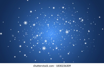 Vector illustration of flying snow on a transparent background.Natural phenomenon of snowfall or blizzard.