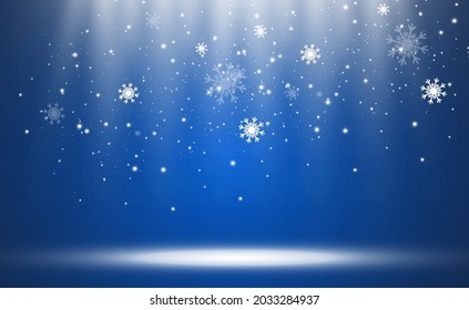 Vector illustration of flying snow on a transparent background.Natural phenomenon of snowfall or blizzard.	
