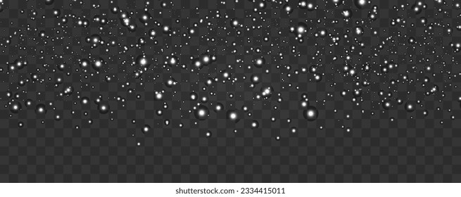 Ilustración vectorial de la nieve voladora sobre un fondo transparente. Fenómeno natural de la nevada o la ventisca.	
