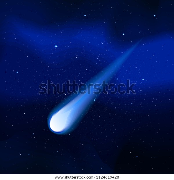 宇宙彗星の飛行のベクターイラスト 青く光る星座 星と星空 天の川 のベクター画像素材 ロイヤリティフリー