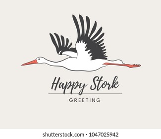 Vector illustration of a flying stork