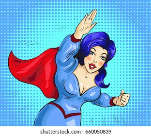 Vector Illustration Flying Super Woman Beautiful Stock Vector (Royalty ...