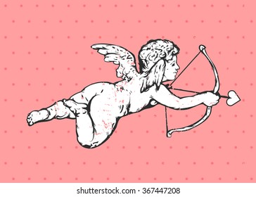 Vector illustration - Flying Valentin's angel
