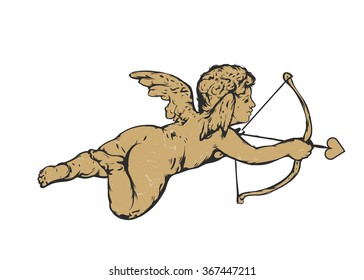 Vector illustration - Flying Valentin's angel