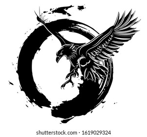 Vector Illustration Flying Wild Hawk