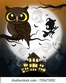 Vector illustration of flying young witch icon.