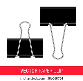 Vector illustration fo black metallic paper clips, isolated on a white background.