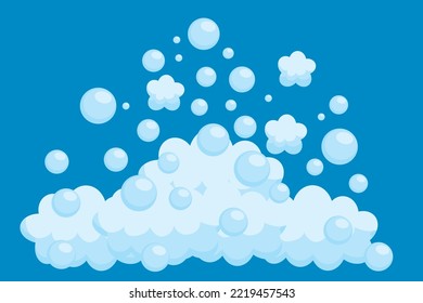 Vector illustration of foam bubbles. Soft foaming soap