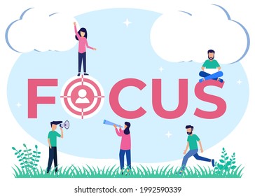 Vector illustration focusing on work goals and best job performance making a profit. Success score for business and career. Complete aim as target accuracy and precise focus.