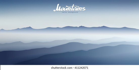 Vector illustration: Fog in the mountains  Silhouette