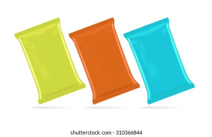 Vector illustration of foil bag for potato chips, coffee, sugar, snack, junk food, eps10 