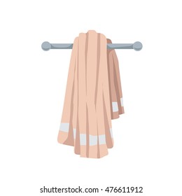 Vector illustration of folded cotton towel. Cartoon trendy flat style. Bath, beach, pool  and healthcare  icon.