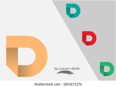 vector illustration of folded gradient 3d creative alphabet capital letter D logo design