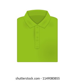 Vector illustration. Folded green polo shirt isolated on white background.