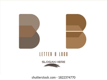 vector illustration of folded letter B logo design isolated on white background
