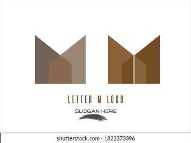 vector illustration of folded letter M logo design isolated on white background