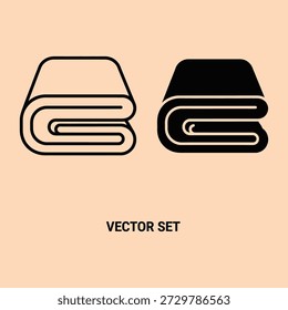 Ilustración vectorial de toallas dobladas en negro y beige sobre fondo de melocotón suave para diseño de spa o baño